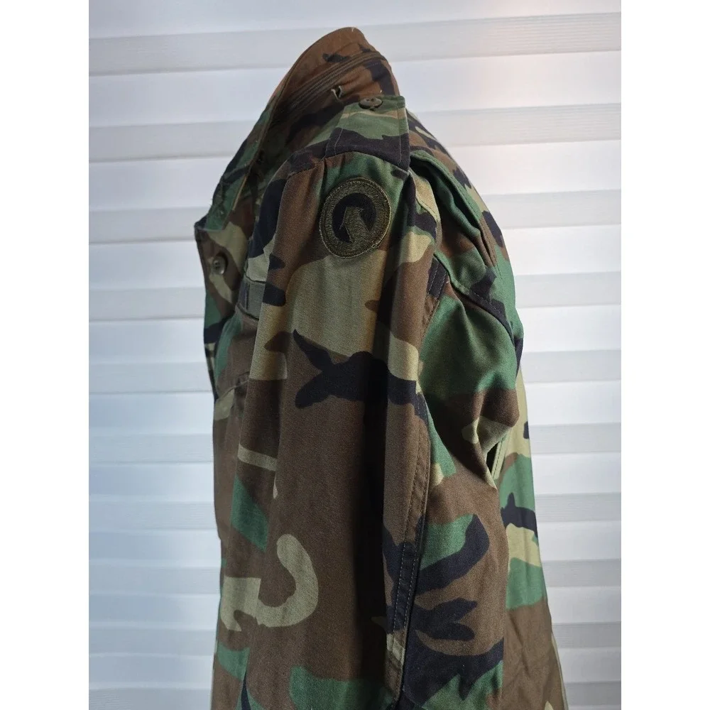 Us Army Coat Cold Weather Size M Long Woodland‎ Camo 99 Date Y2K 90's VTG